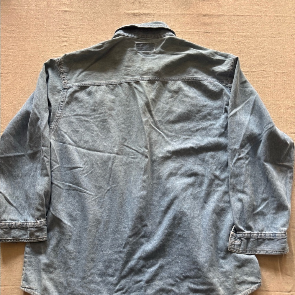 Vintage Christmas Denim Button-Up Shirt with Embroidery - Picture 9 of 9